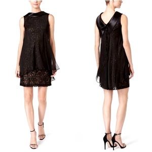 SLNY | Black Sequined Cocktail Dress